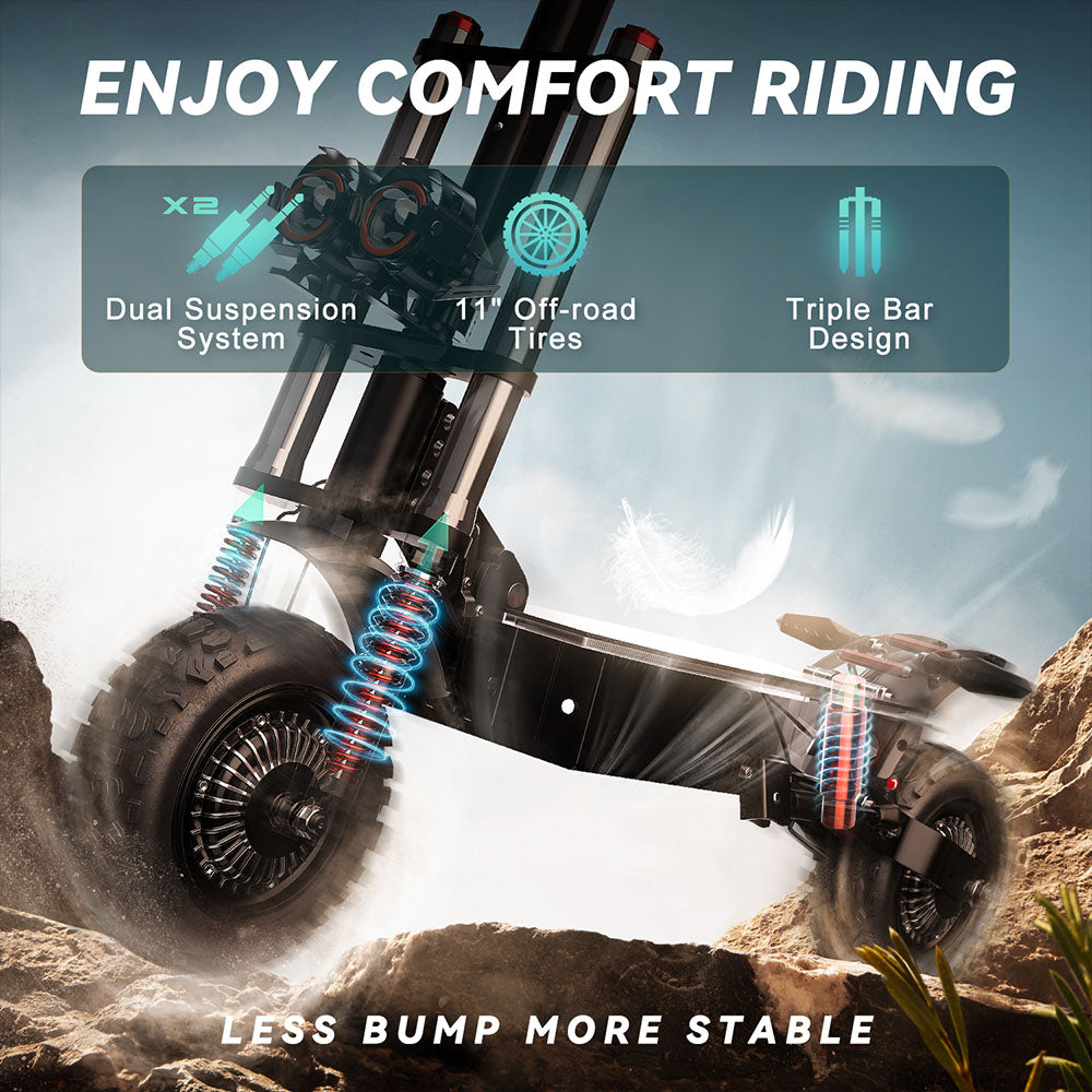 FEFNGQS GT8 Pro Electric Scooter 11" Tires Dual 2800W Motors 67.2V 38Ah Battery