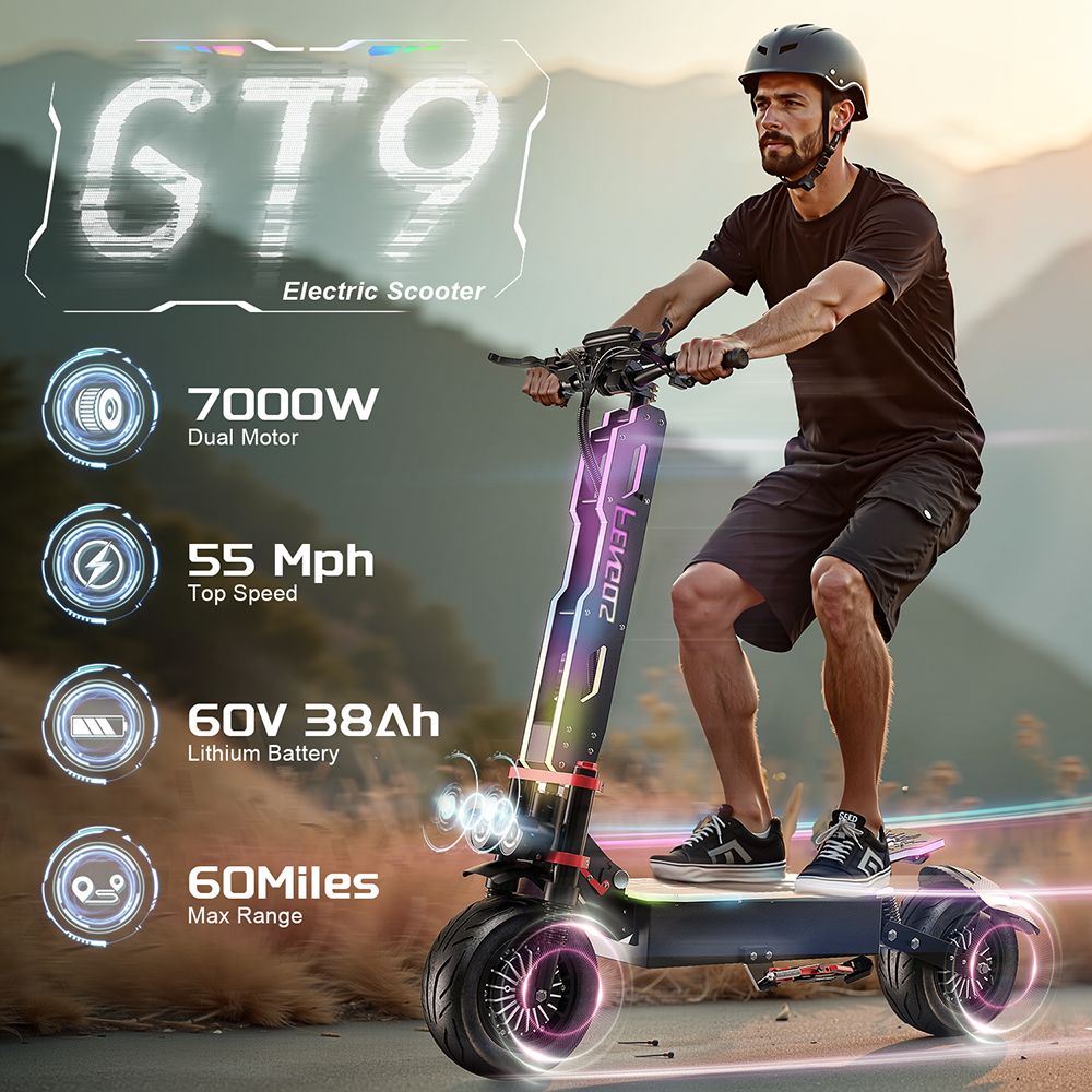 FEFNGQS GT9 Electric Scooter 12" Tires Dual 3500W Motors 60V 38Ah Battery