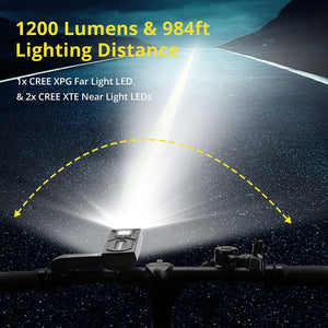 1200 Lumens and 984ft lighting distance